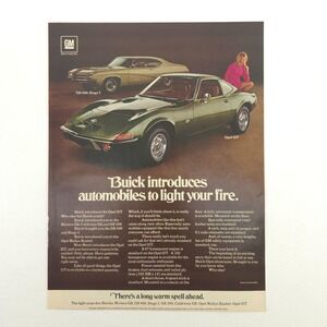 Vtg Buick Opel GT & GS 400 Advertising Print Ad 1970 Promo Classic Car GM Deco